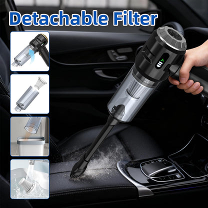 Handheld Car Vacuum Cleaner, 25000PA Strong Cyclonic Suction Portable Mini Vacuum Cordless with Digital Display Lightweight Handheld for Pet Hair, Car, Home, Office, Kitchen(Silver)