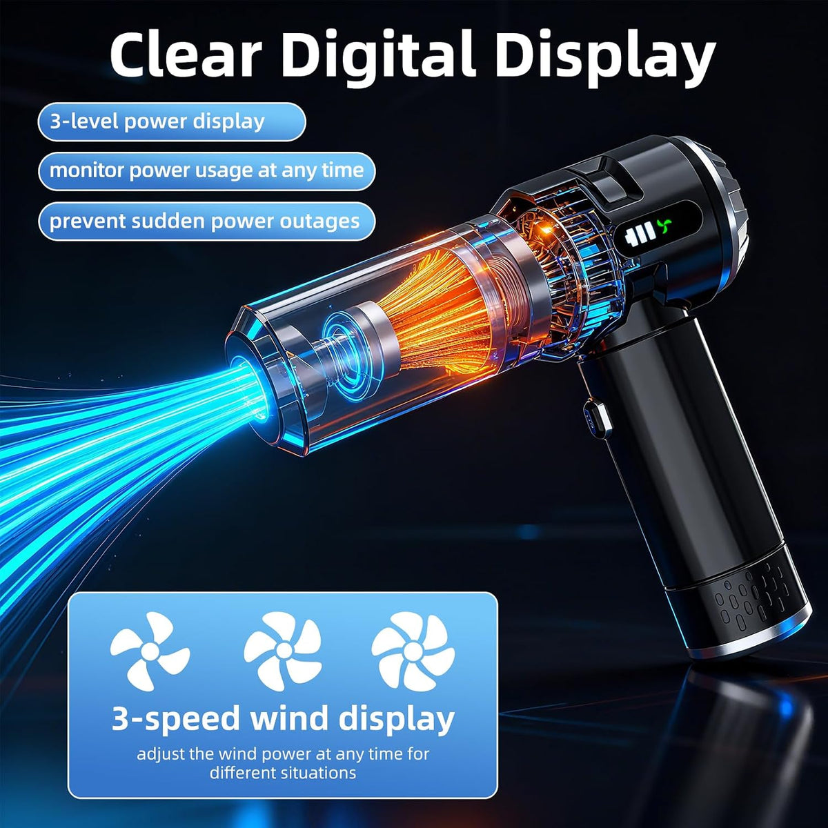Handheld Car Vacuum Cleaner, 25000PA Strong Cyclonic Suction Portable Mini Vacuum Cordless with Digital Display Lightweight Handheld for Pet Hair, Car, Home, Office, Kitchen(Silver)